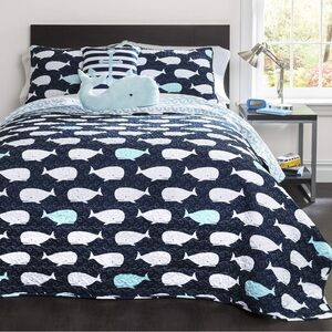 Twin Whale Kids Reversible Quilt Bedding Set